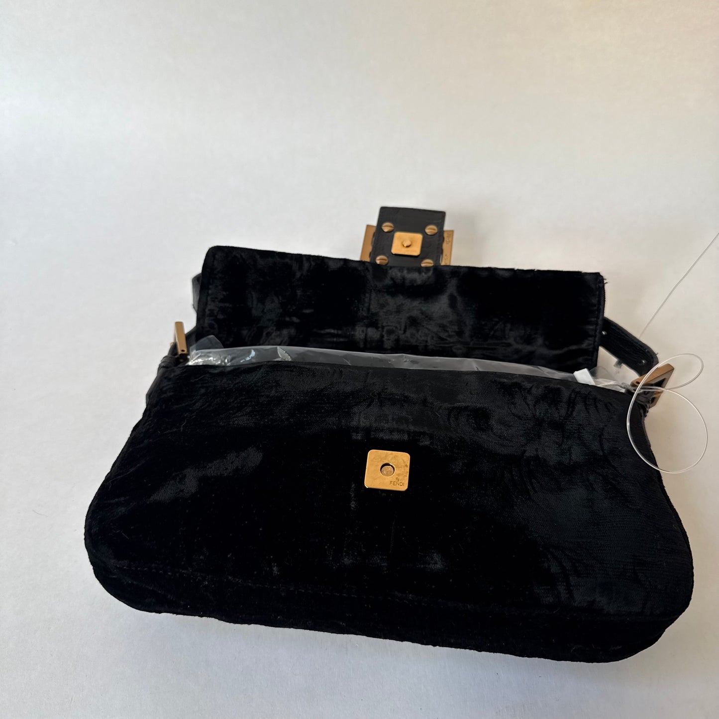 RARE Fendi Black Floral Embossed Velour & Crocodile GHW Baguette