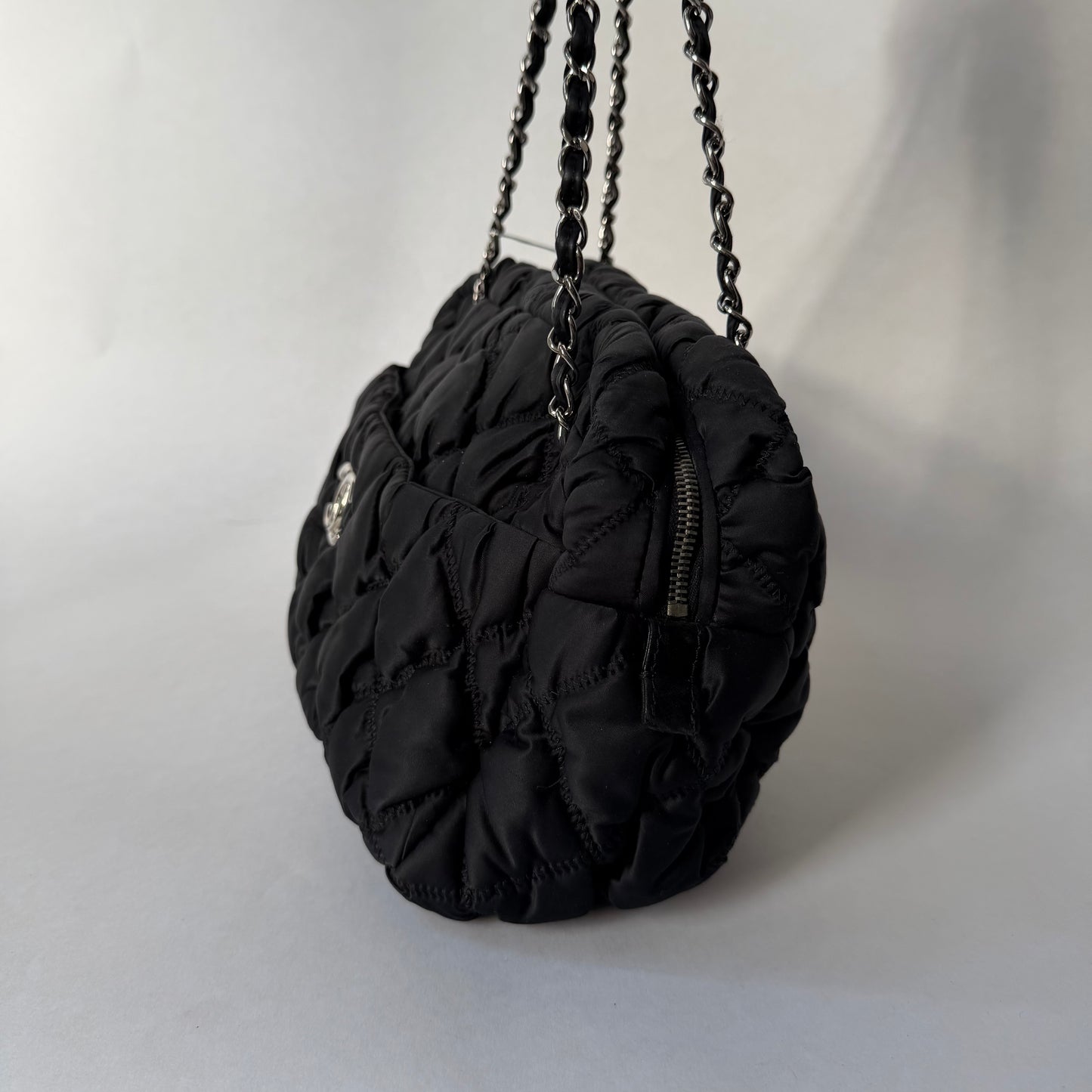 Chanel Black Bubble Quilted Shoulder Bag