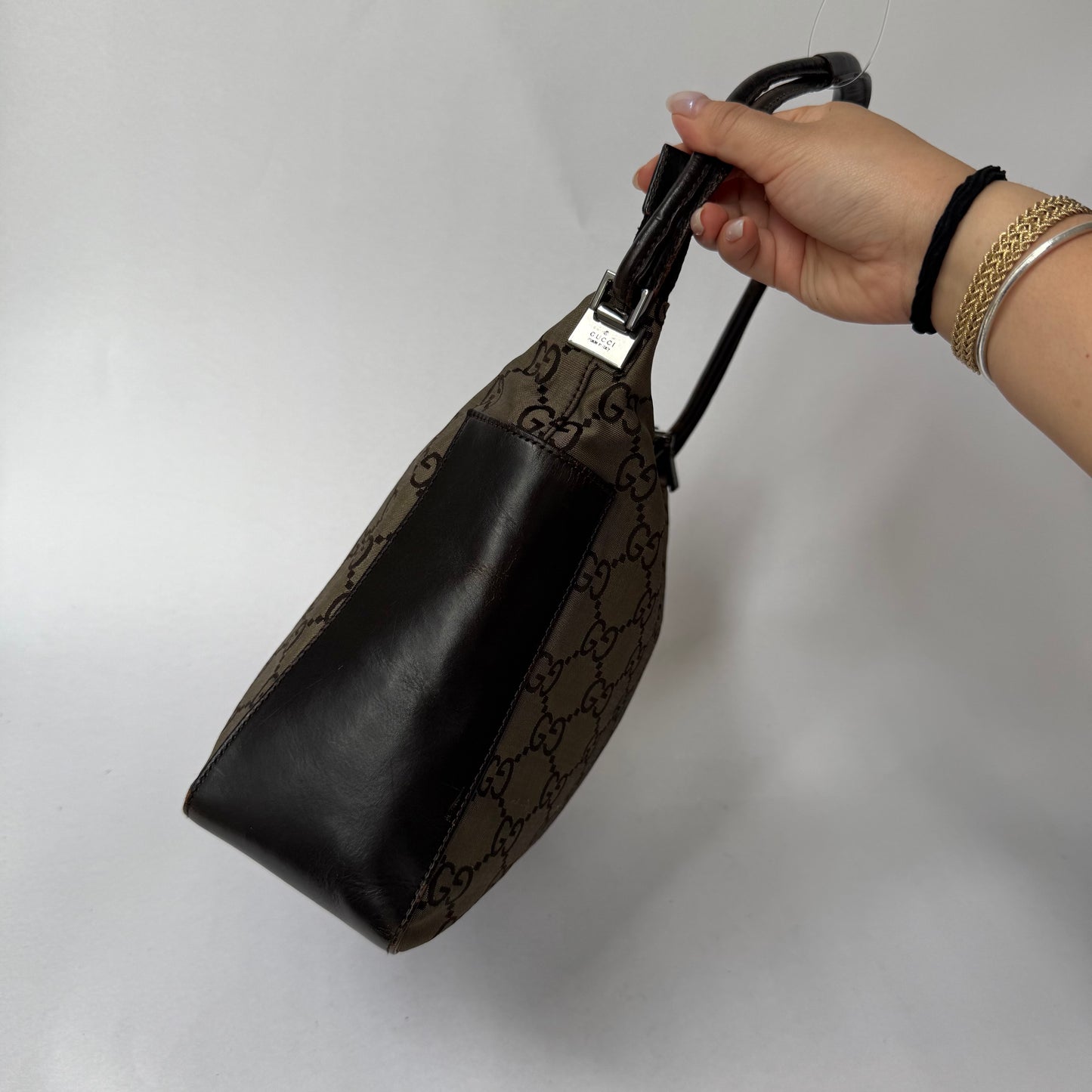 Gucci Brown Canvas Monogram Shoulder Bag