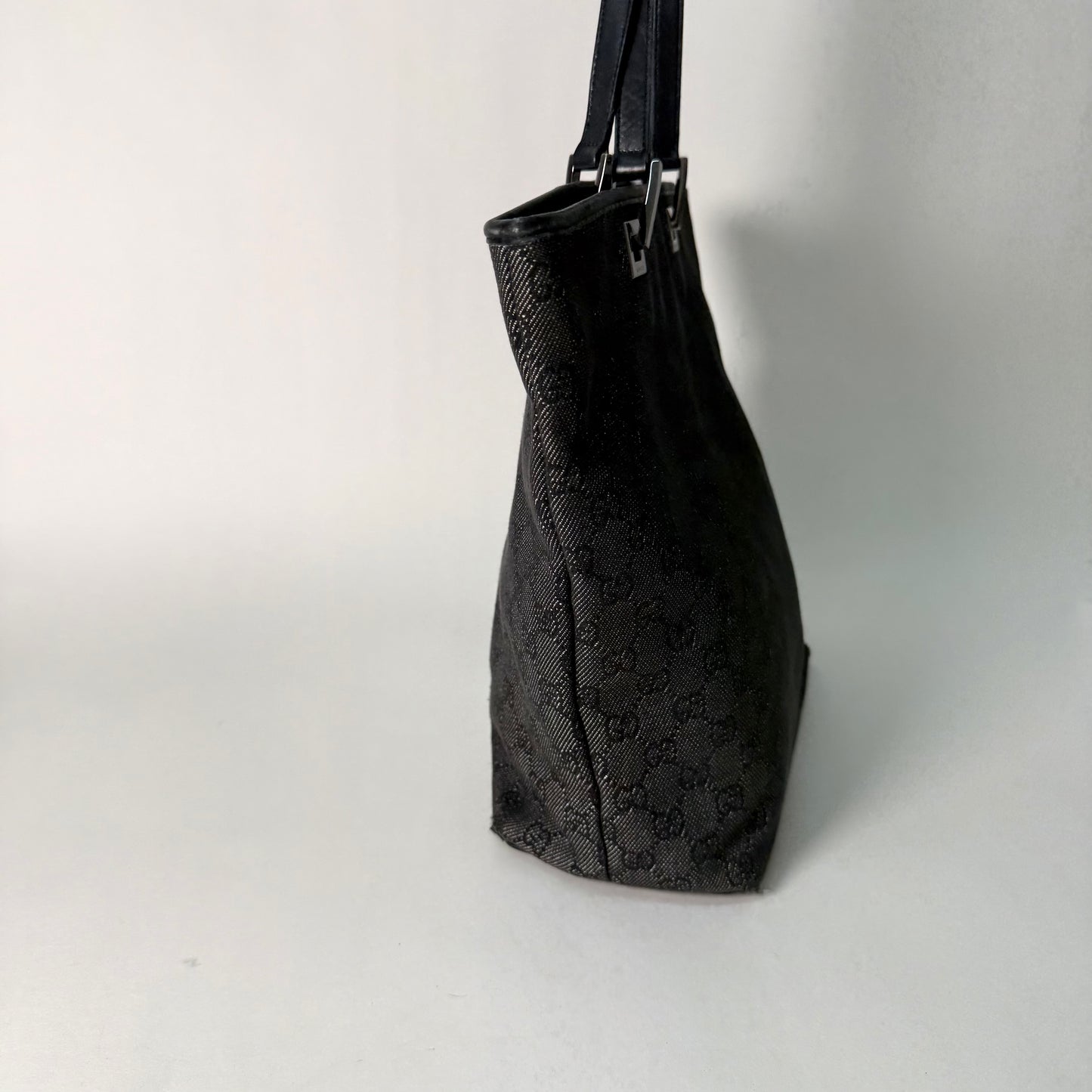 Gucci Black Denim Monogram Tote Bag