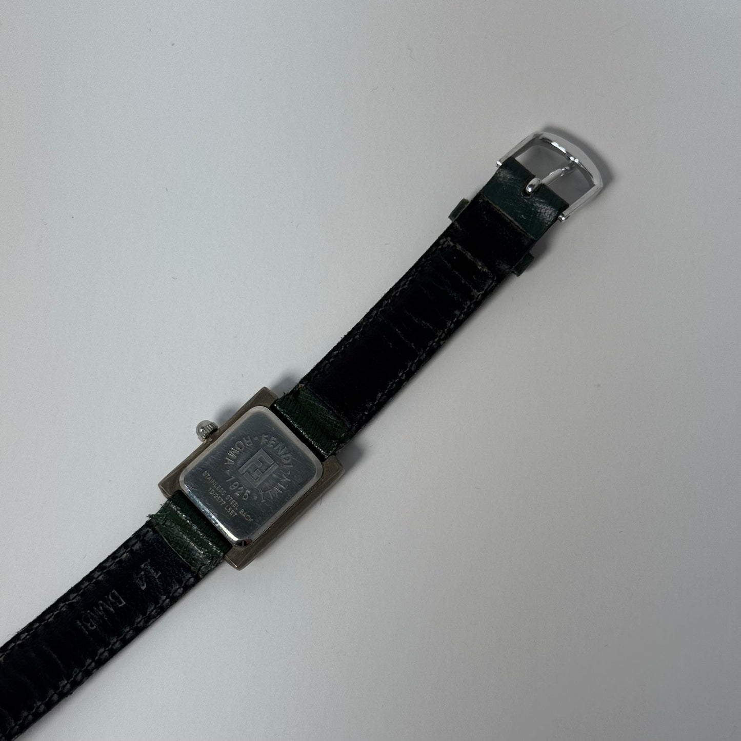 Fendi Green Square White Dial Watch