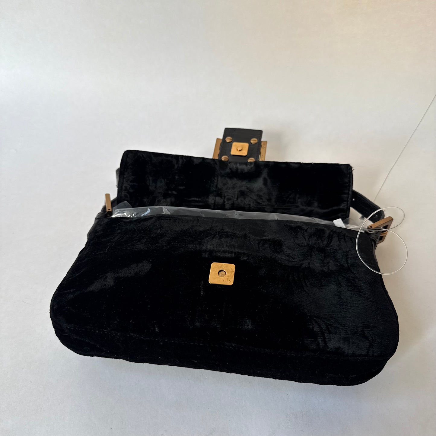 RARE Fendi Black Floral Embossed Velour & Crocodile GHW Baguette