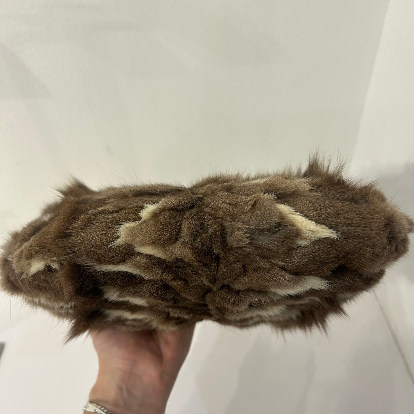 Fendi Brown Multicolored Rabbit Fur Oyster Bag