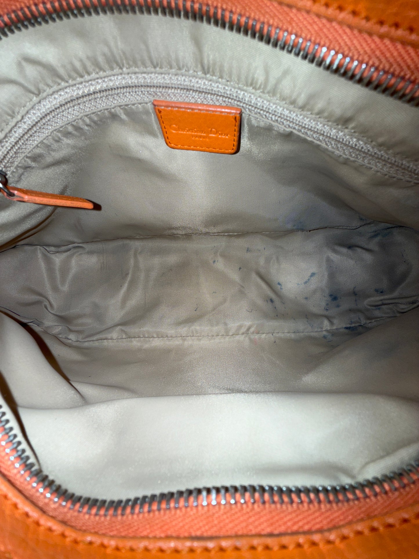 Christian Dior Brown Orange Trotter Street Chic Monogram Handbag