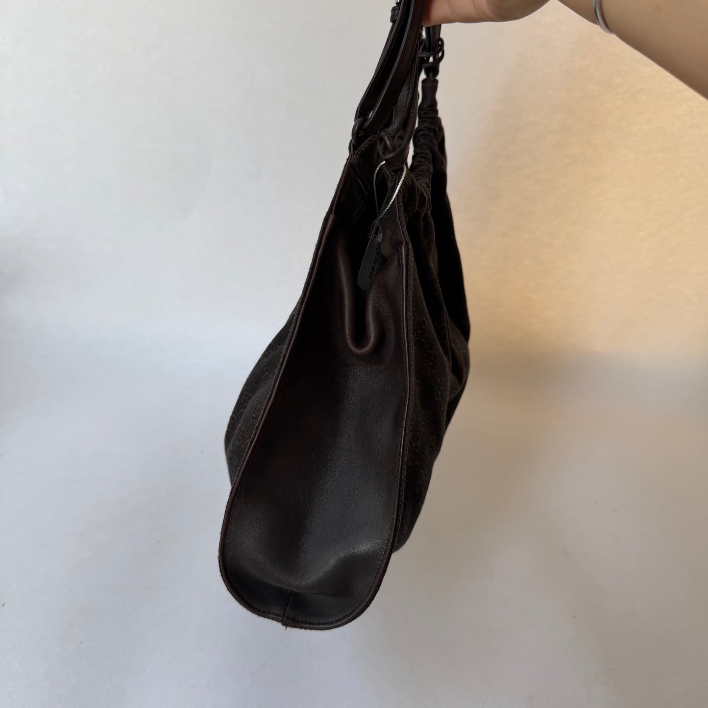 Gucci Brown Canvas Monogram Scrunch Hobo