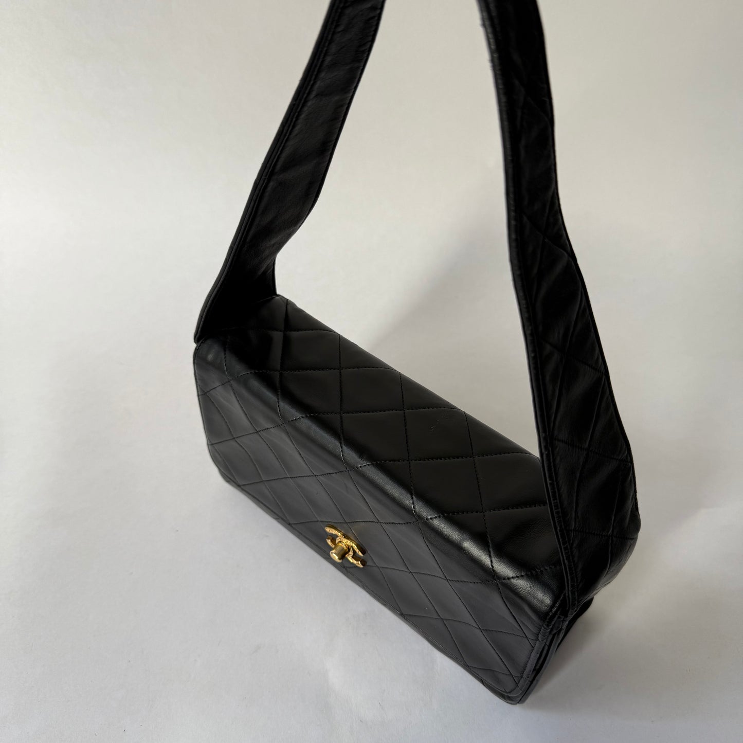 Chanel Black Lambskin Leather CC Box Flap