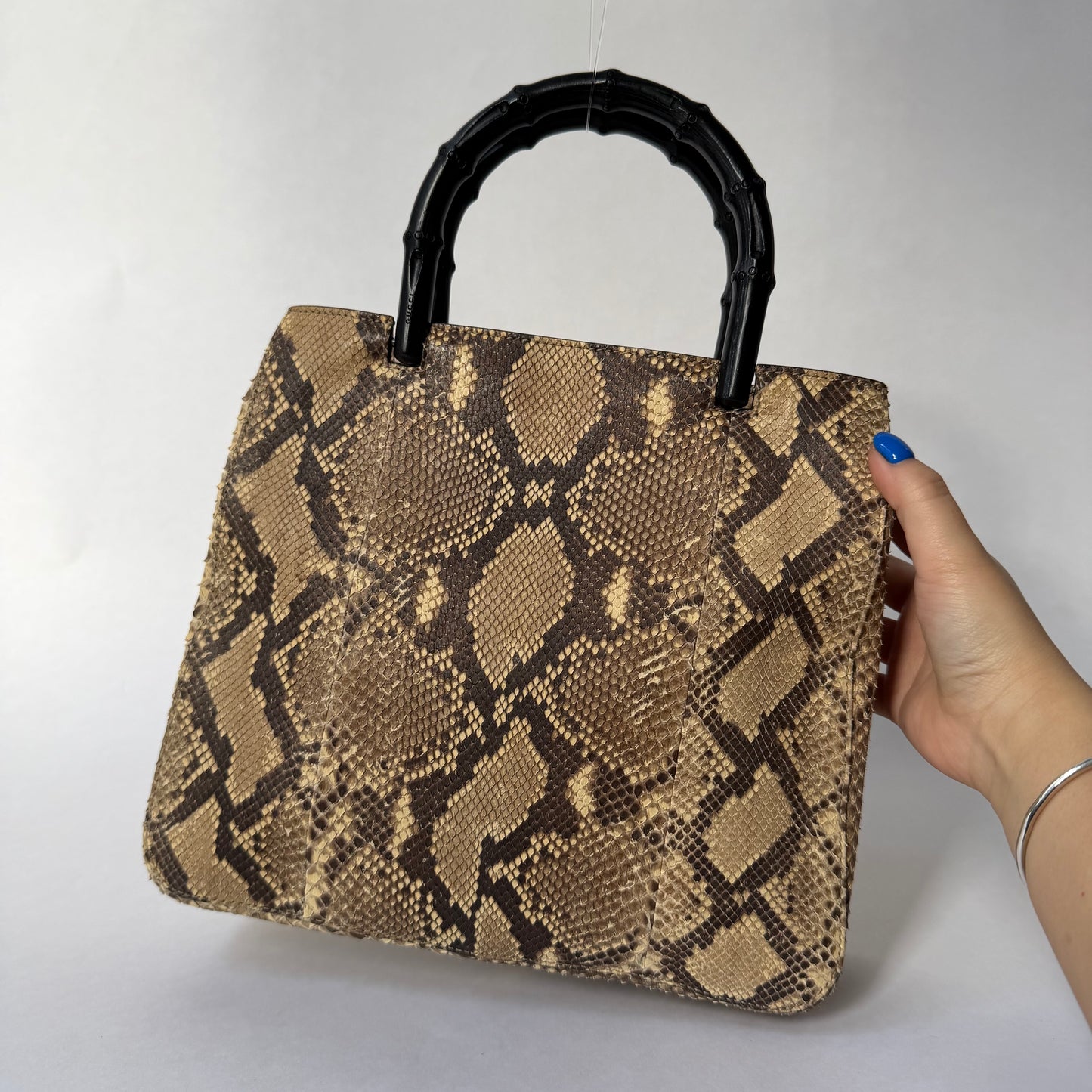 Gucci Brown Multicolored Snakeskin Leather Bamboo Shoulder Bag