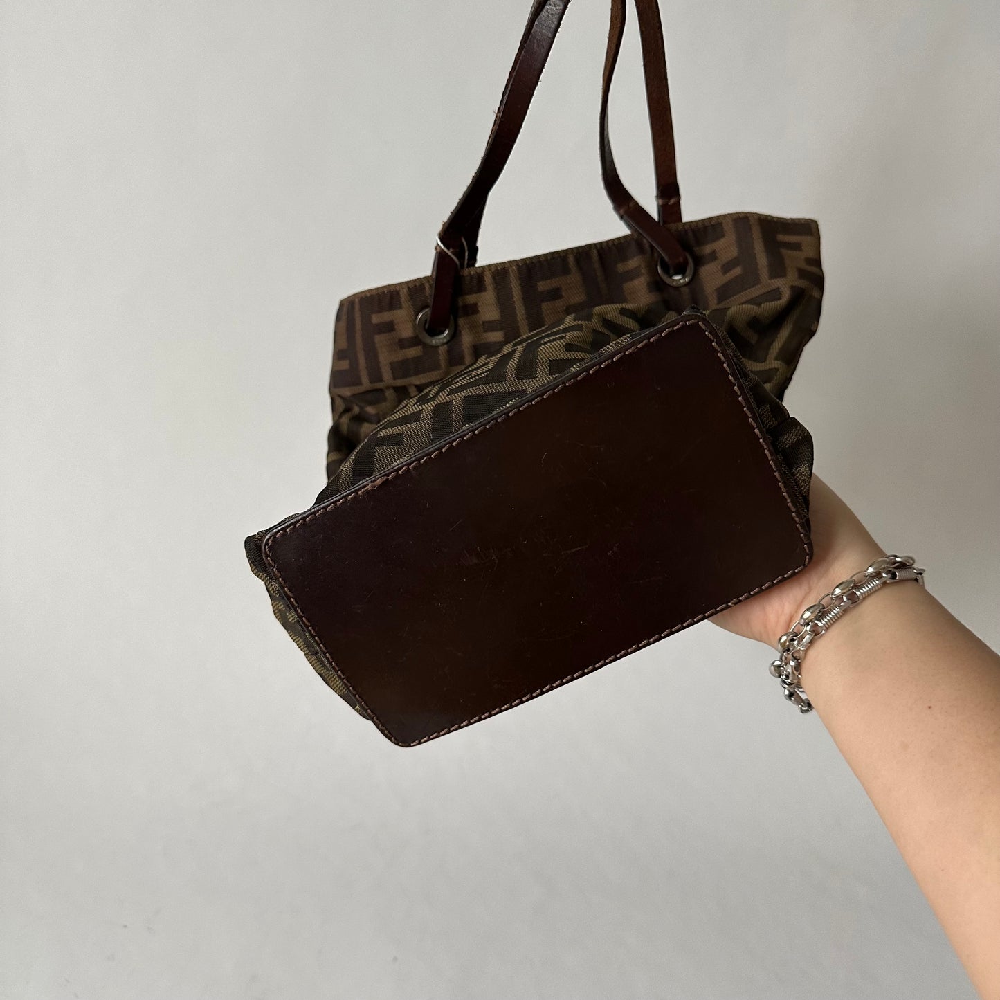 Fendi Brown Zucca Nylon Tote Bag