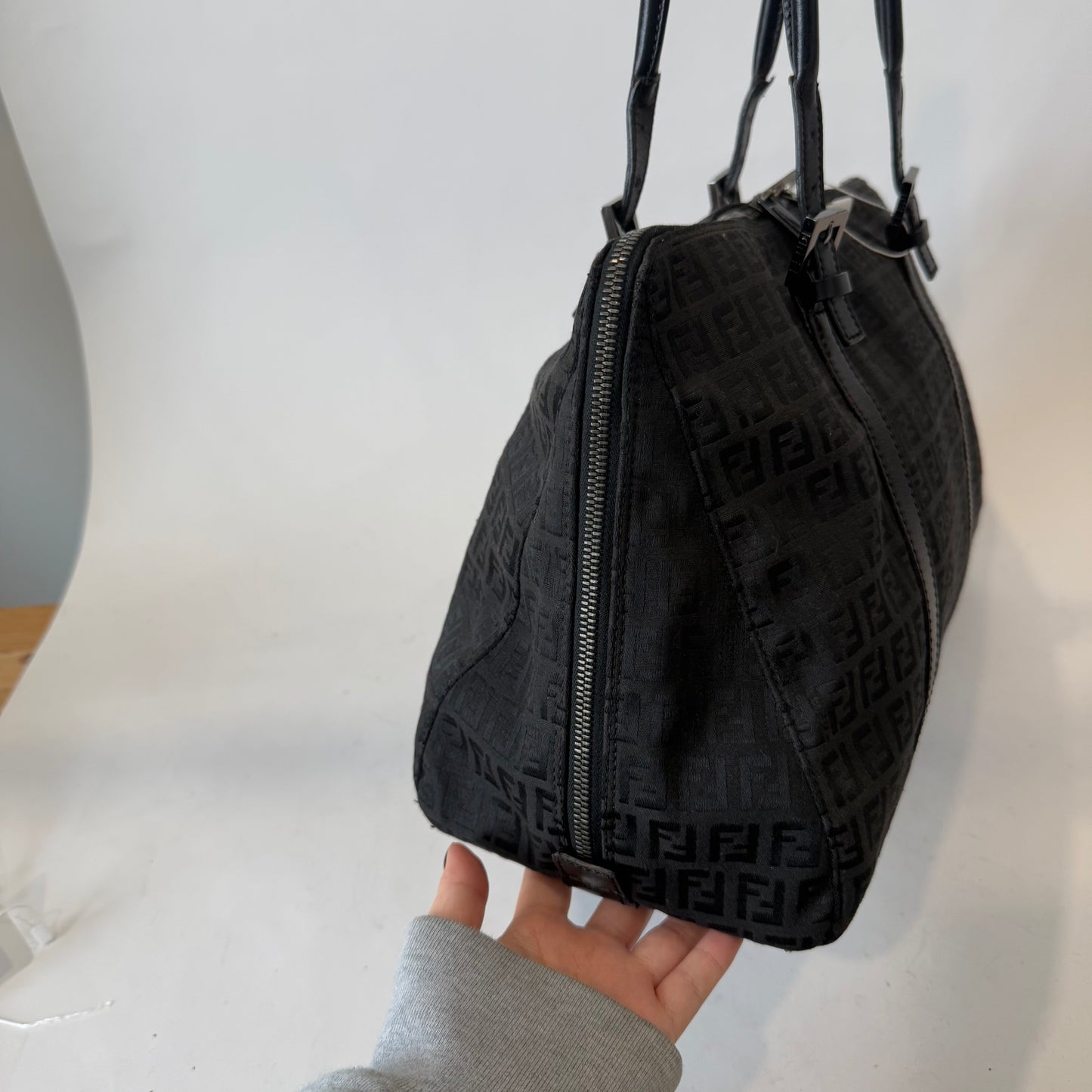 Fendi Black Zucchino Monogram Work Tote Bag