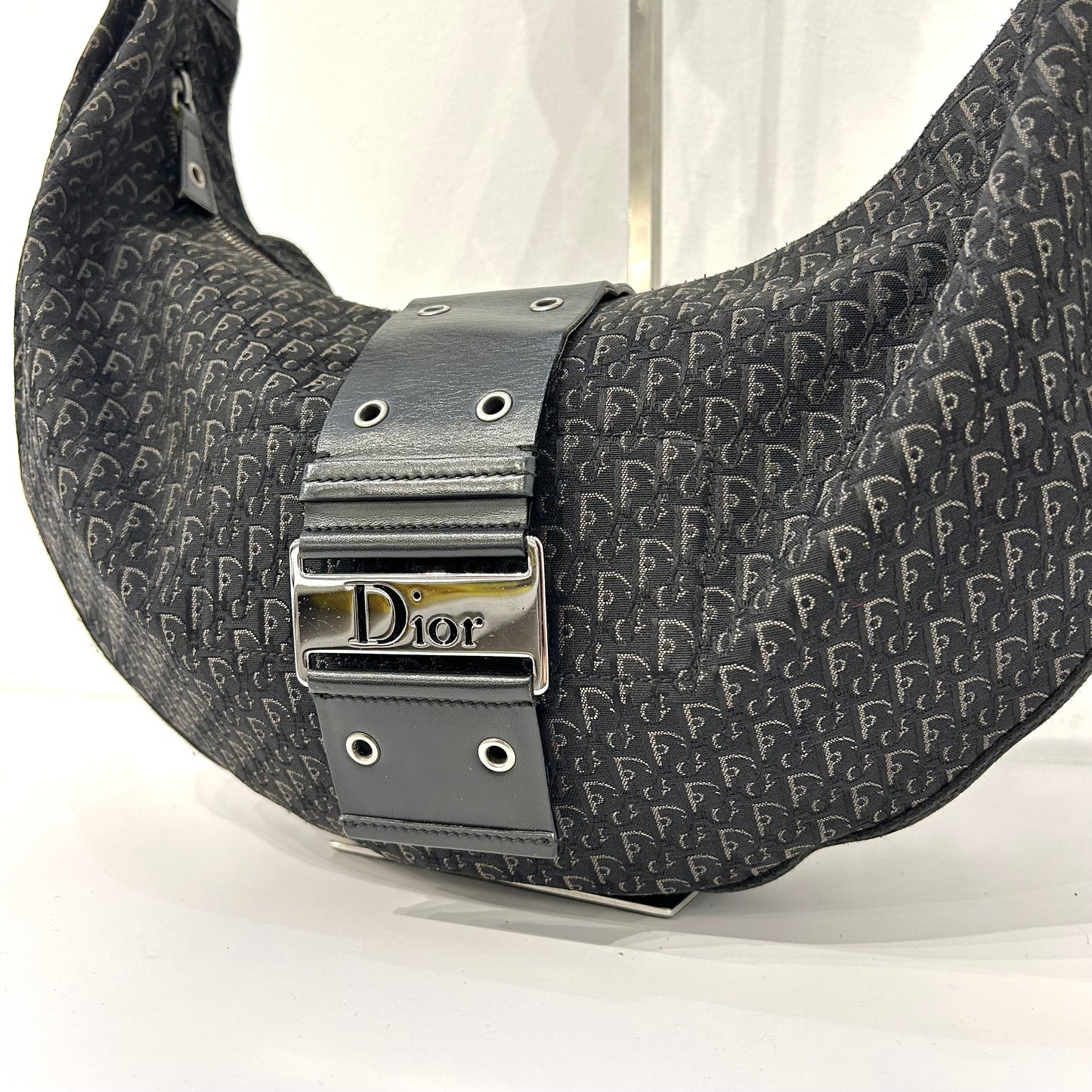 Christian Dior Black Oblique Street Chic Croissant Hobo Bag