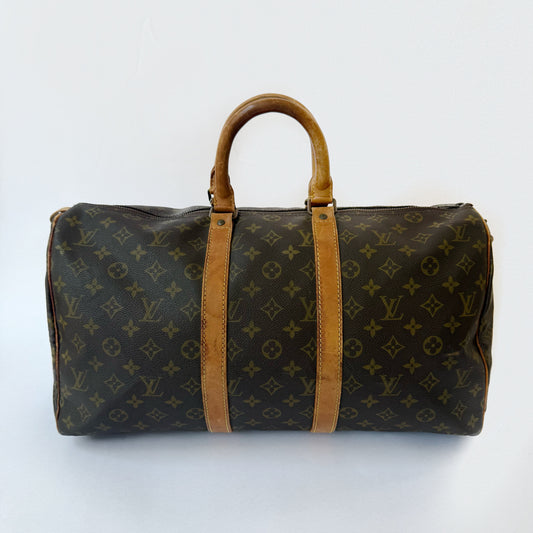 Louis Vuitton Brown Monogram Keepall 45 Duffle Bag