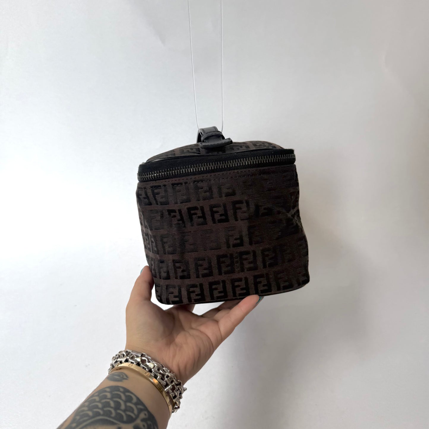 Fendi Brown Zucchino Canvas Vanity Bag