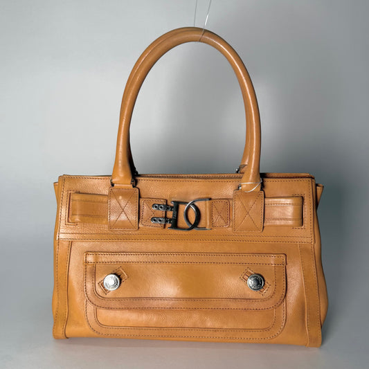 RARE Christian Dior 2005 Brown Lambskin Flight Tote Bag