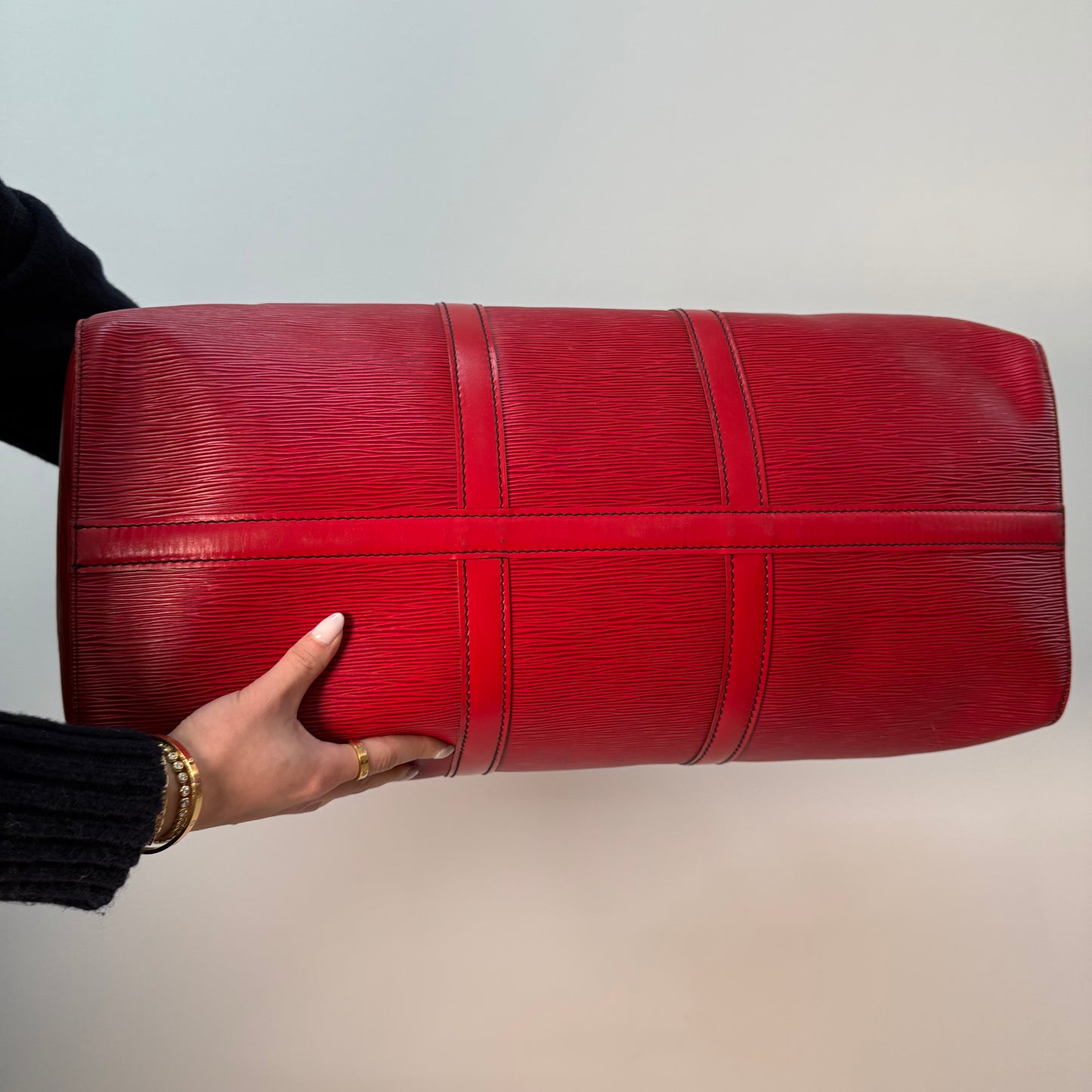 Louis Vuitton Red Epi Leather Keepall 50 Travel Duffle