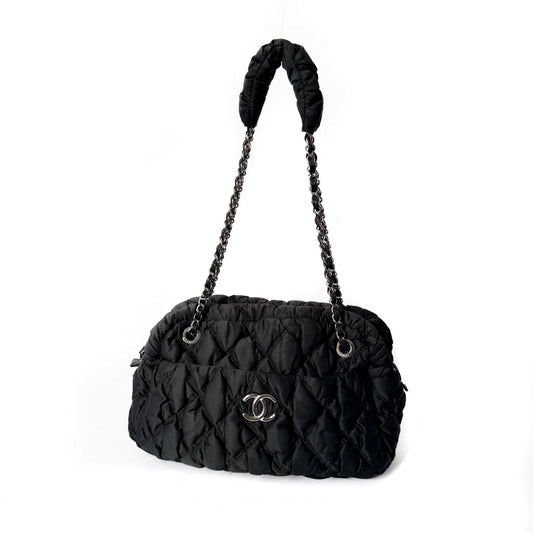 Chanel Black Bubble Quilted Shoulder Bag