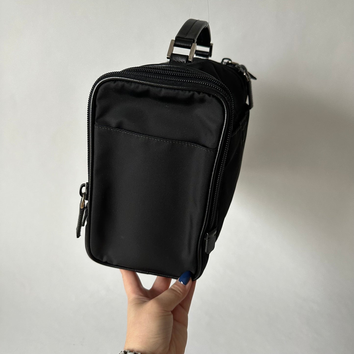 RARE Prada Black Nylon Mini Suitcase Attachment Vanity Bag