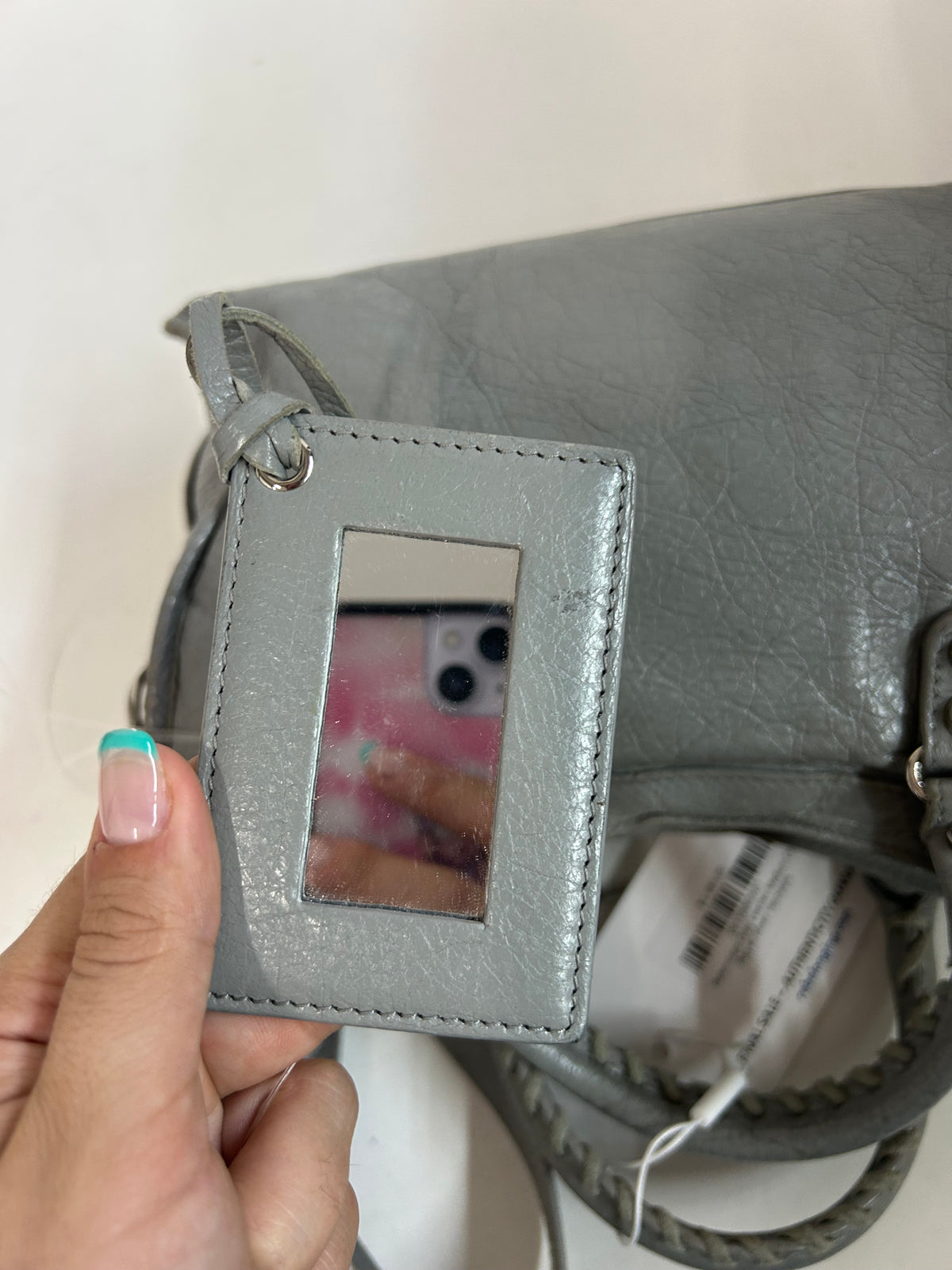 Balenciaga Gray Leather Medium City Bag w/ Silver Hardware