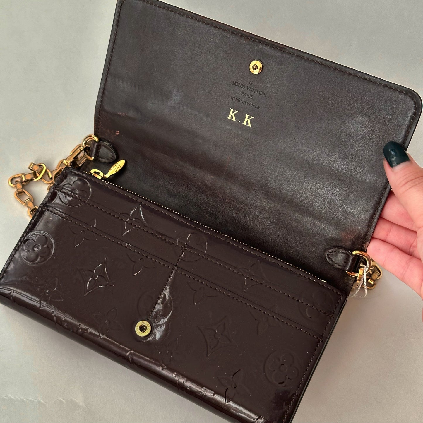 Louis Vuitton Vernis Amarante Sarah Chain Wallet Bag