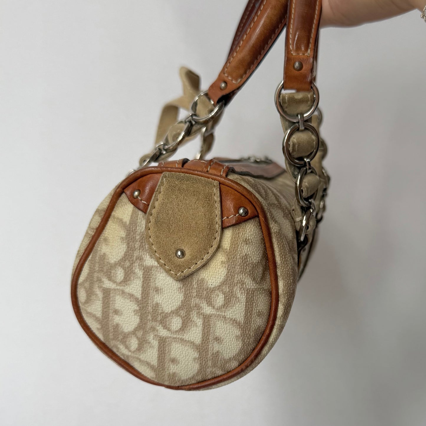 Christian Dior Cream Trotter Romantique Barrel Heart Bag