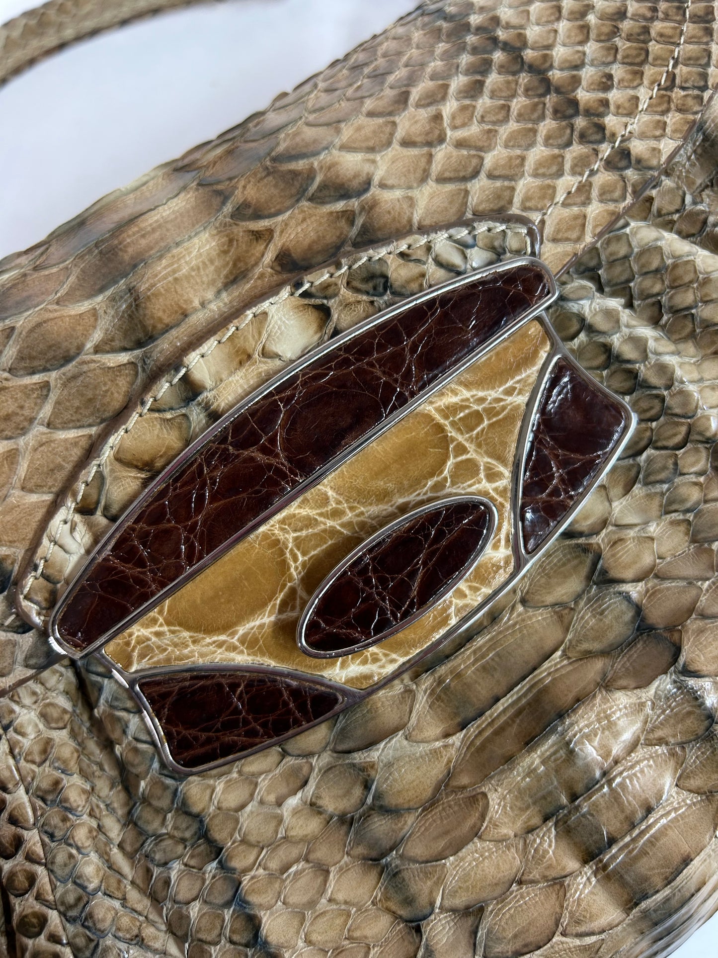 Prada Brown Python Leather Shoulder Bag