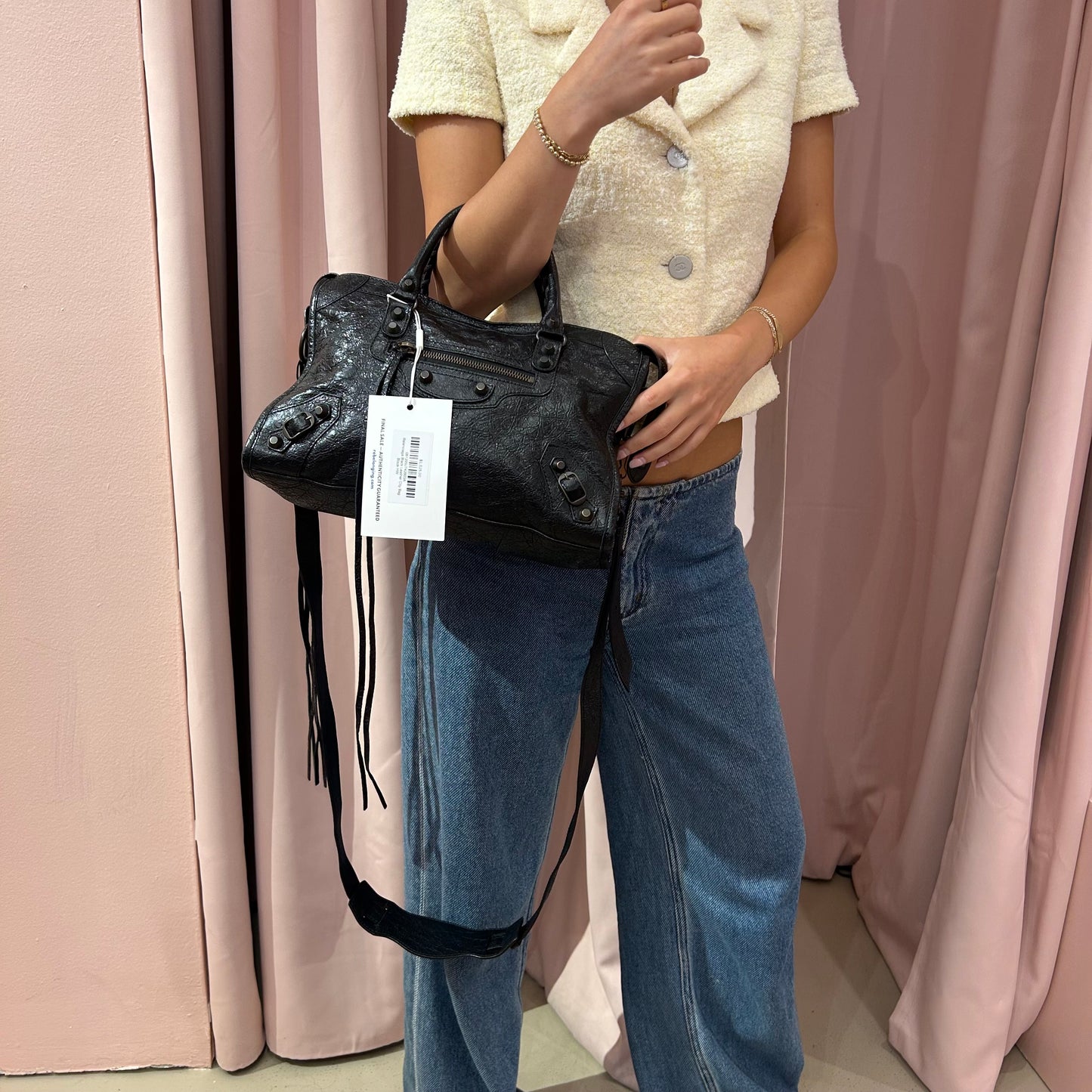 Balenciaga Black Leather City Bag Black HW