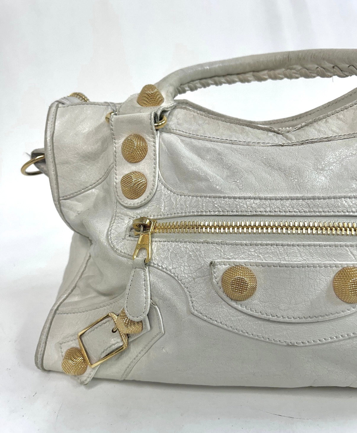 Balenciaga Off-White City Bag w/ Gold Giant Hardware