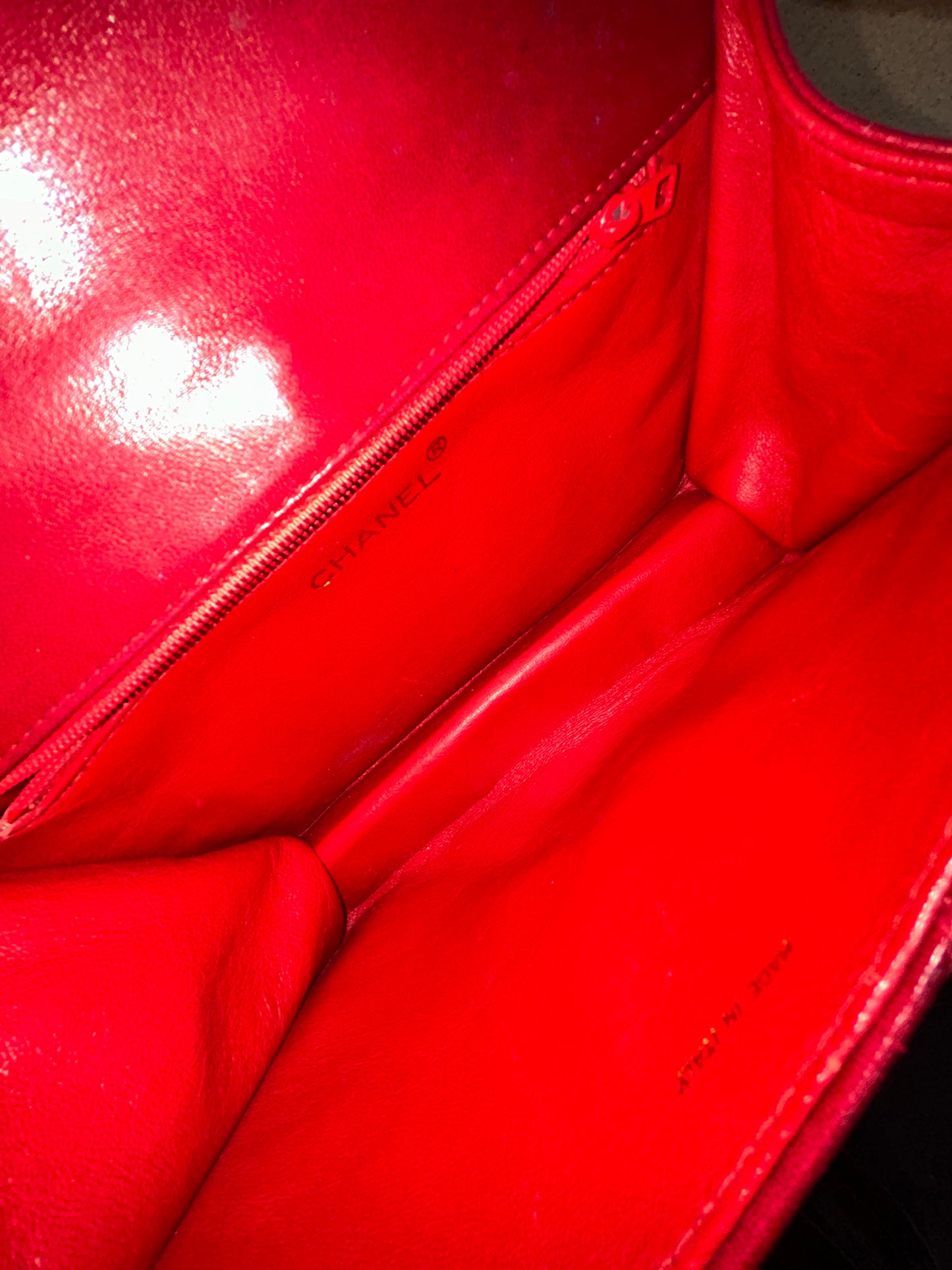 Chanel Red Lambskin Leather Braided Top Handle Bag