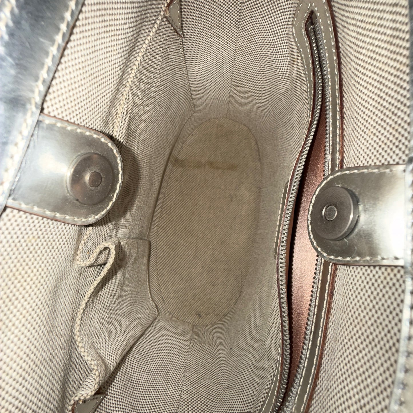 Christian Dior Silver Oblique Monogram Metallic Patent Leather Ultimate Tote