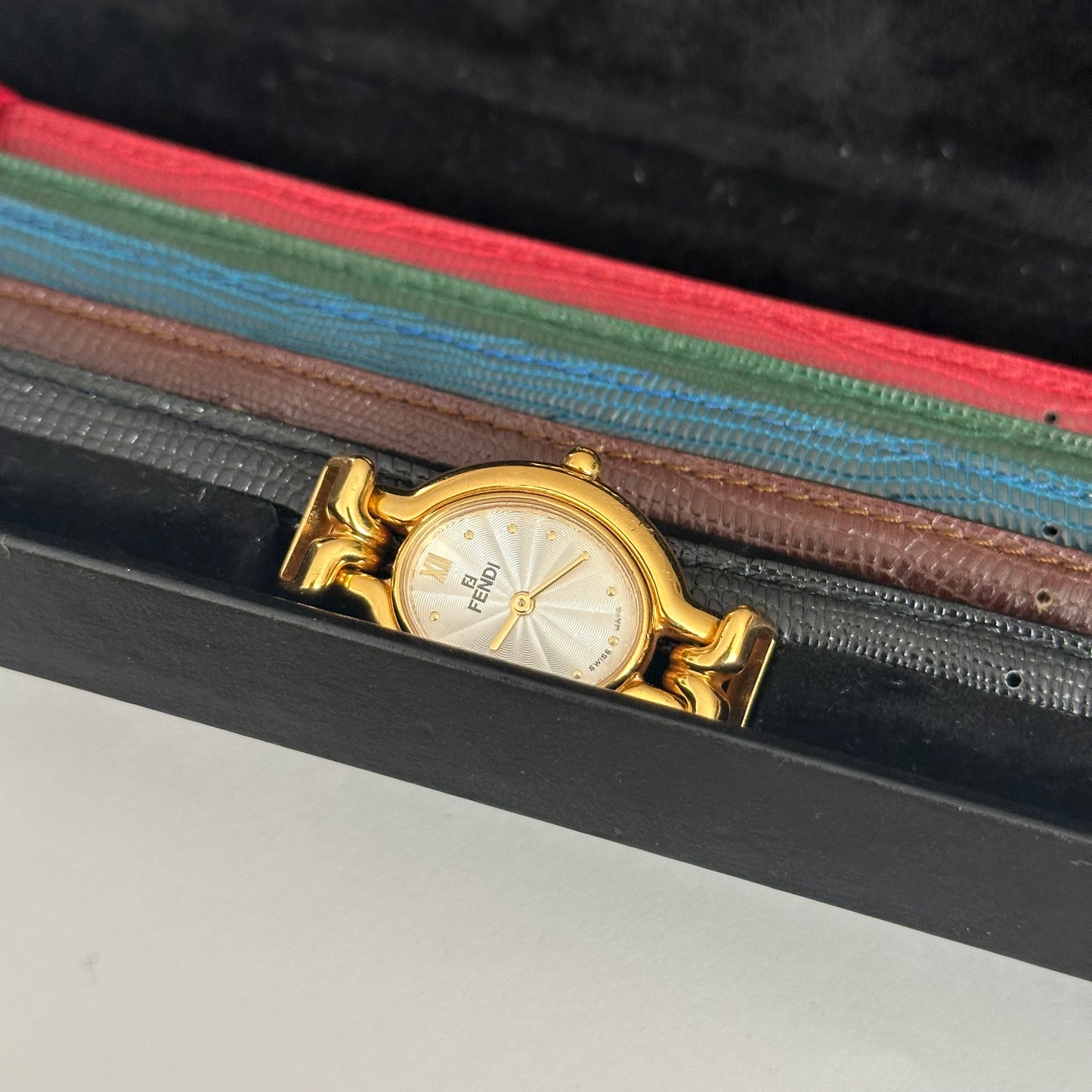Fendi 18k GP Mother of Pearl Dial Watch w/ 5 Interchangeable Bands