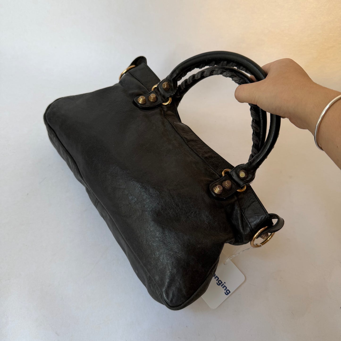 Balenciaga Dark Gray Lambskin Leather The First City Bag