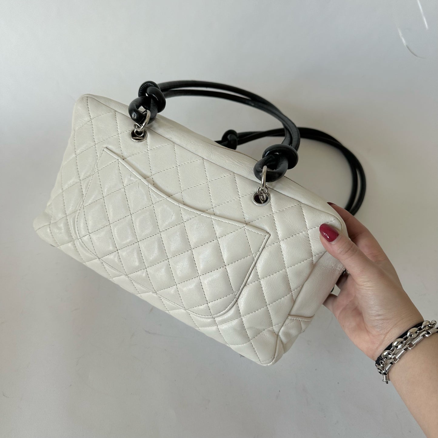 Chanel White Quilted Cambon Bowler Shoulder Bag