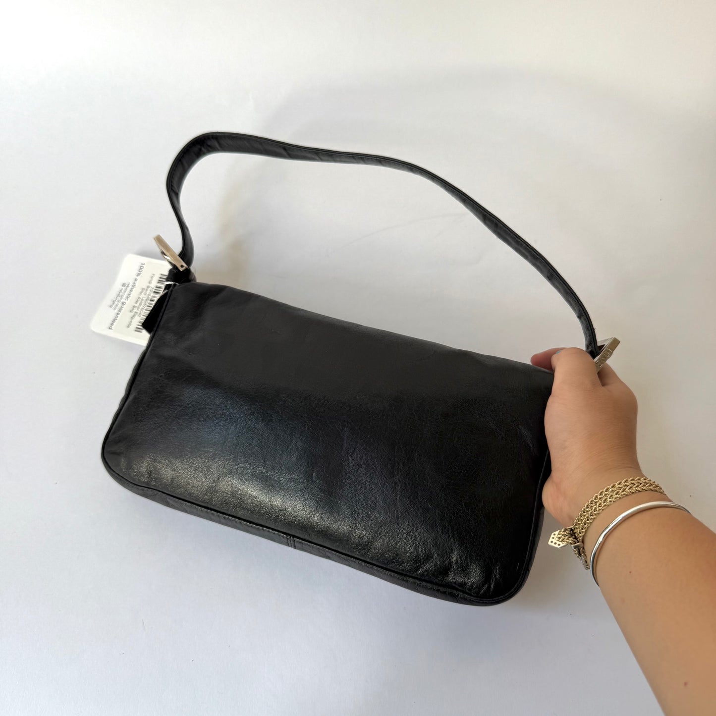 Fendi Black Leather Baguette Shoulder Bag