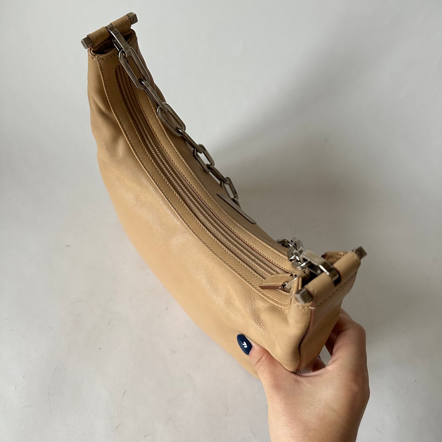 Gucci Beige Lambskin Shoulder Bag w/ Chain Handle