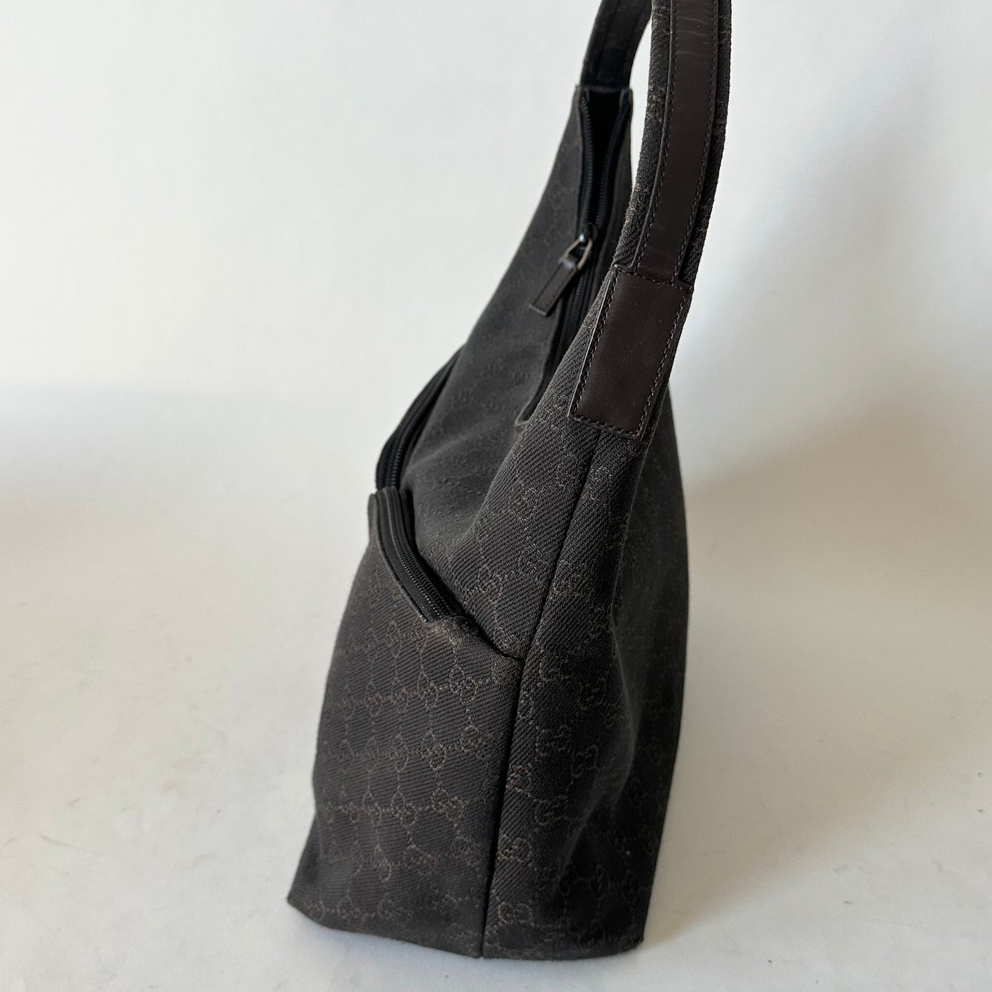 Gucci Brown Canvas Double Pocket Tote Bag