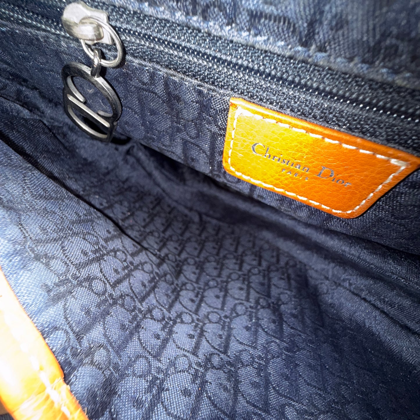 RARE Christian Dior Denim Embroidered Saddle Bag