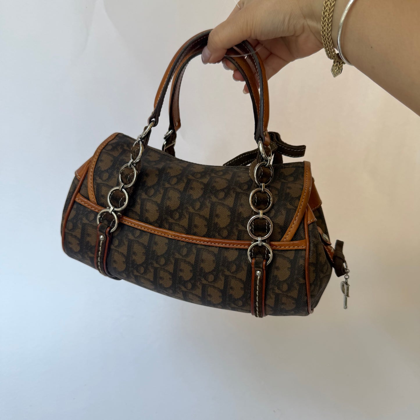 Christian Dior Brown Trotter Romantique Shoulder Bag w/ Lock