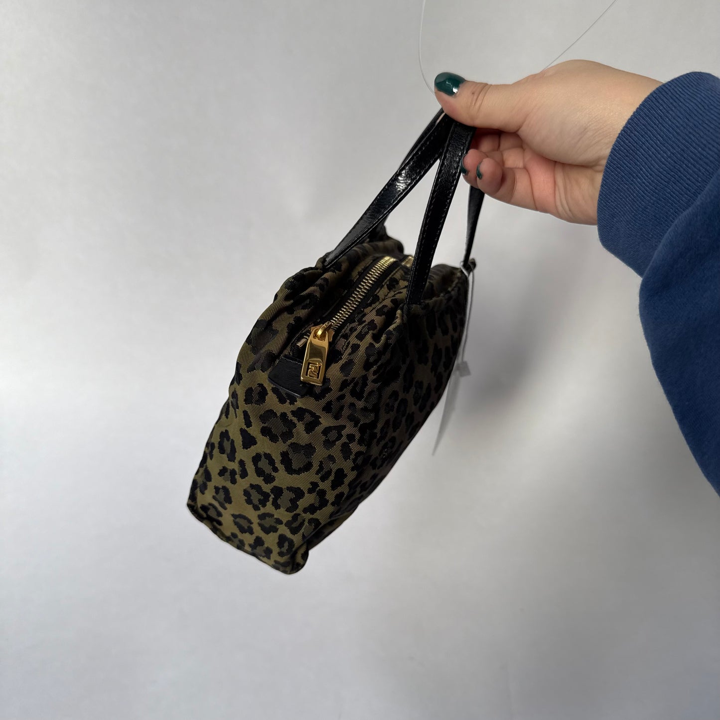 Fendi Brown Leopard Canvas Top Handle Tote