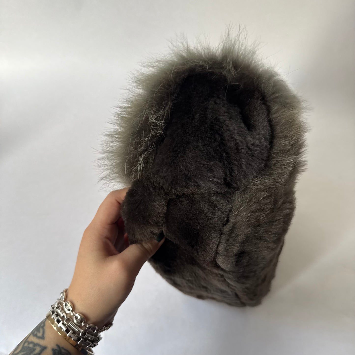 Chanel 2013 Green Ombre Fur Single Large Flap