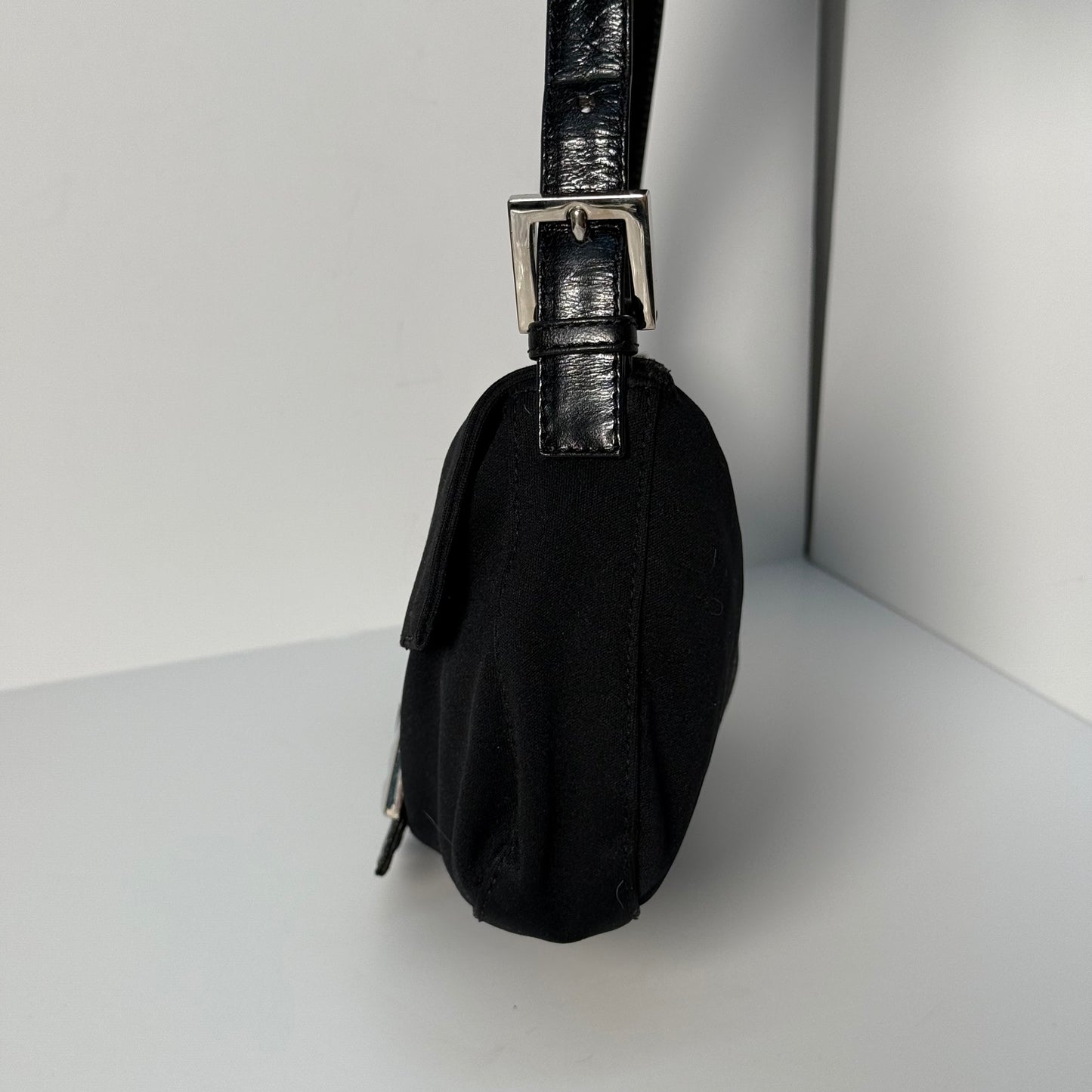 Fendi Black Neoprene Baguette Shoulder Bag