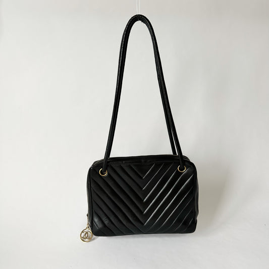 Chanel Lambskin Chevron Tote Bag Convertible Crossbody