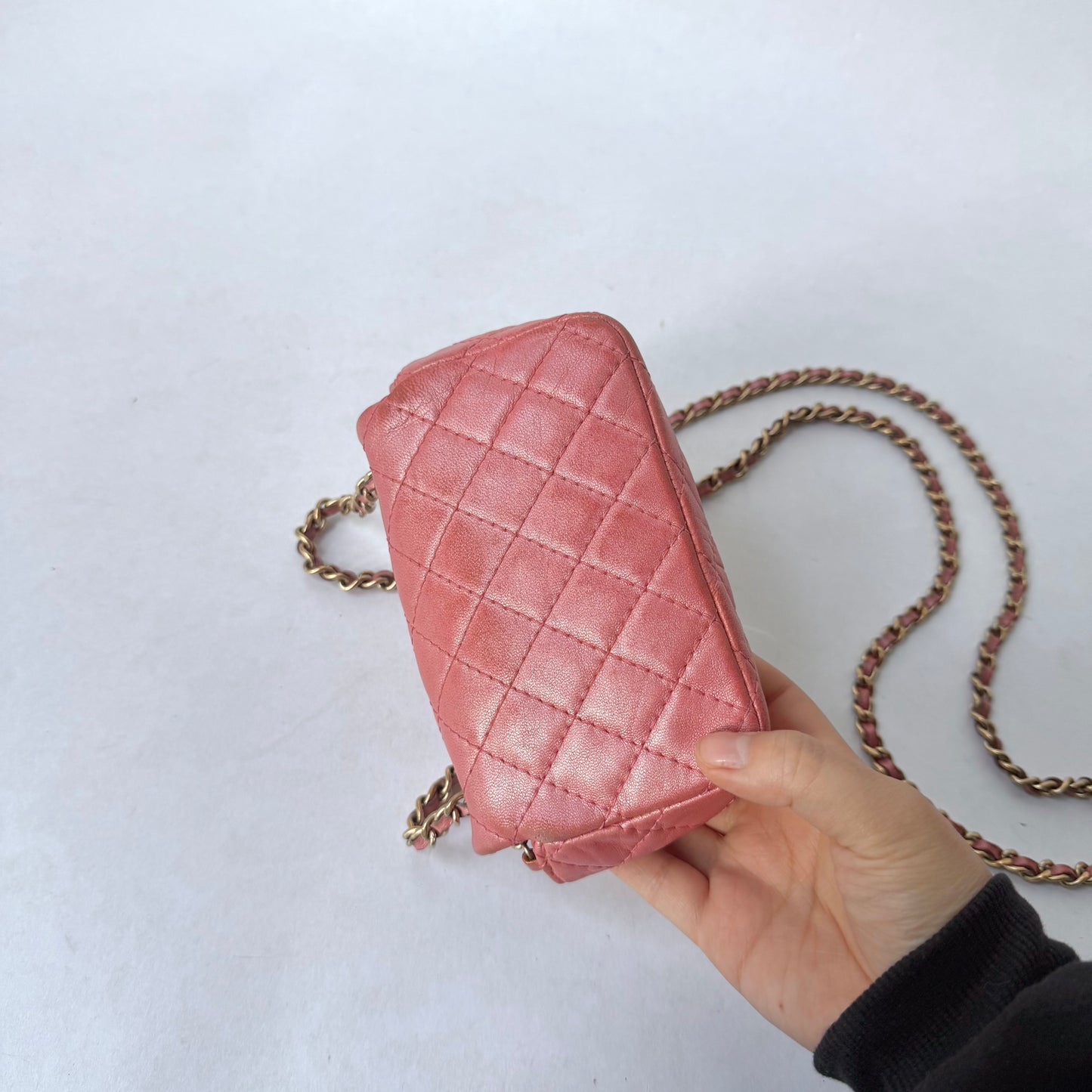 Chanel Pink Micro Mini Rhinestone Flap Crossbody Bag