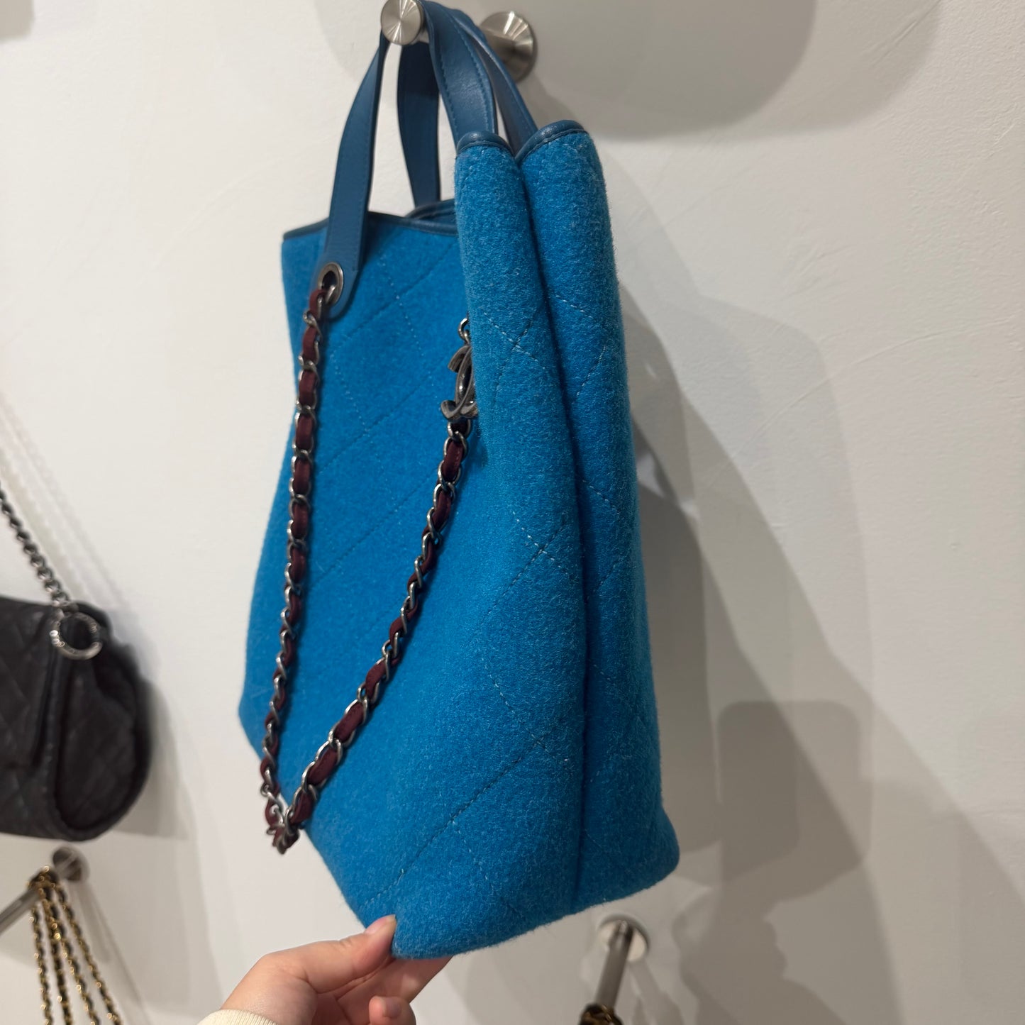 Chanel 2011 Blue Wool 2-Way Shoulder Tote Bag