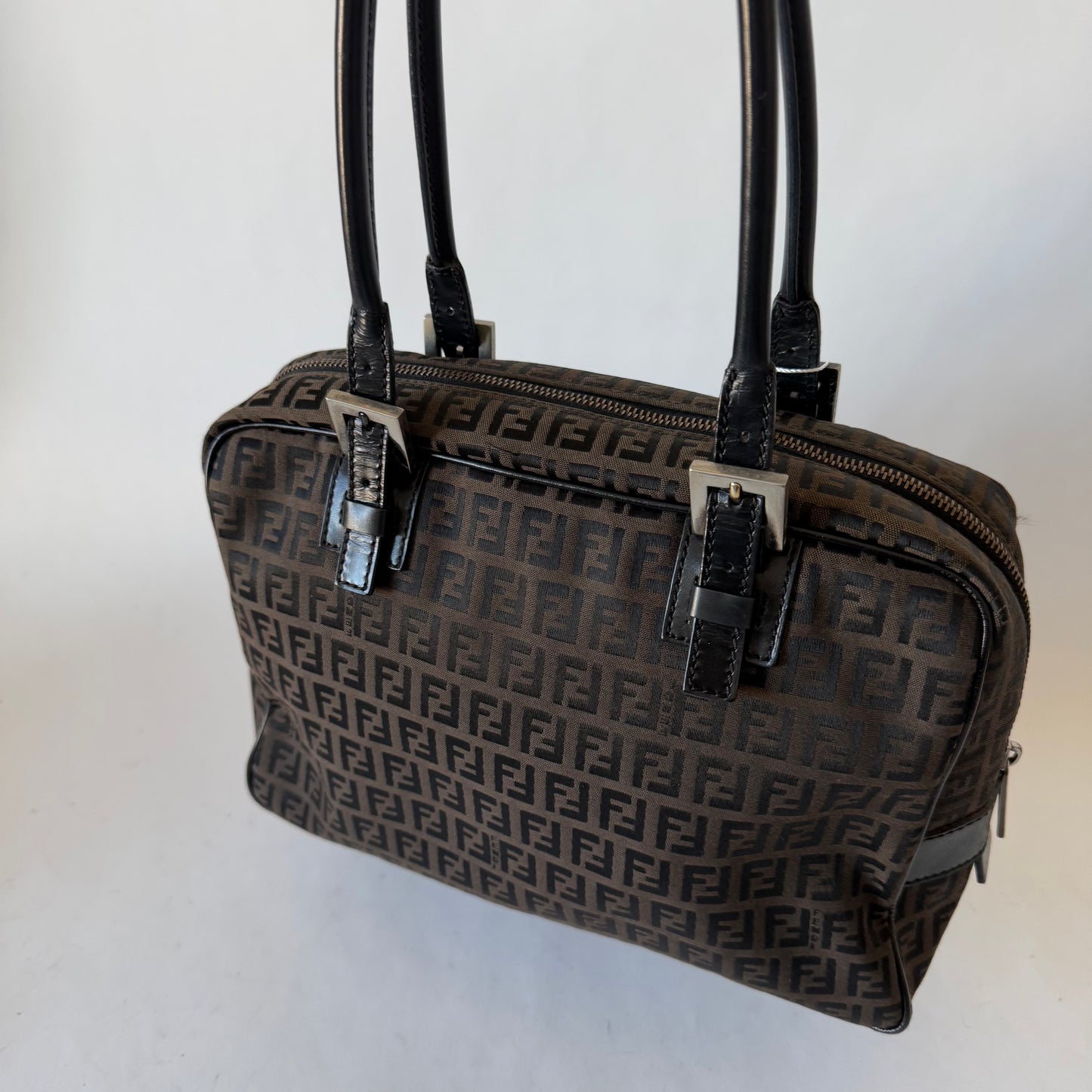 Fendi Brown Zucchino Square Shoulder Bag