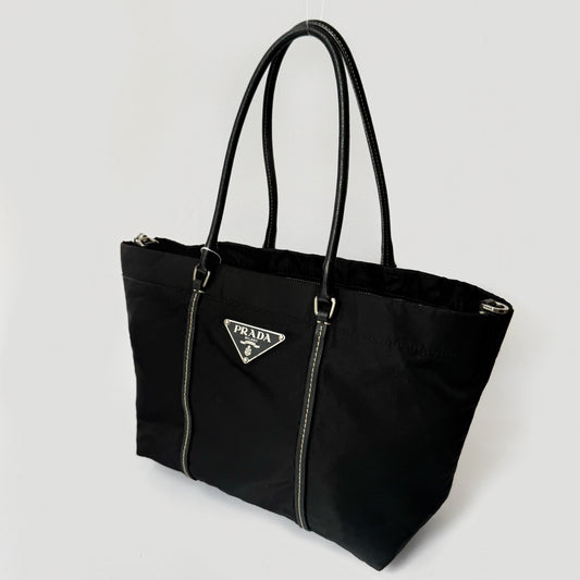 Prada Black Nylon Small Tote Bag