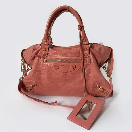 Balenciaga Coral Pink Leather Giant City Bag