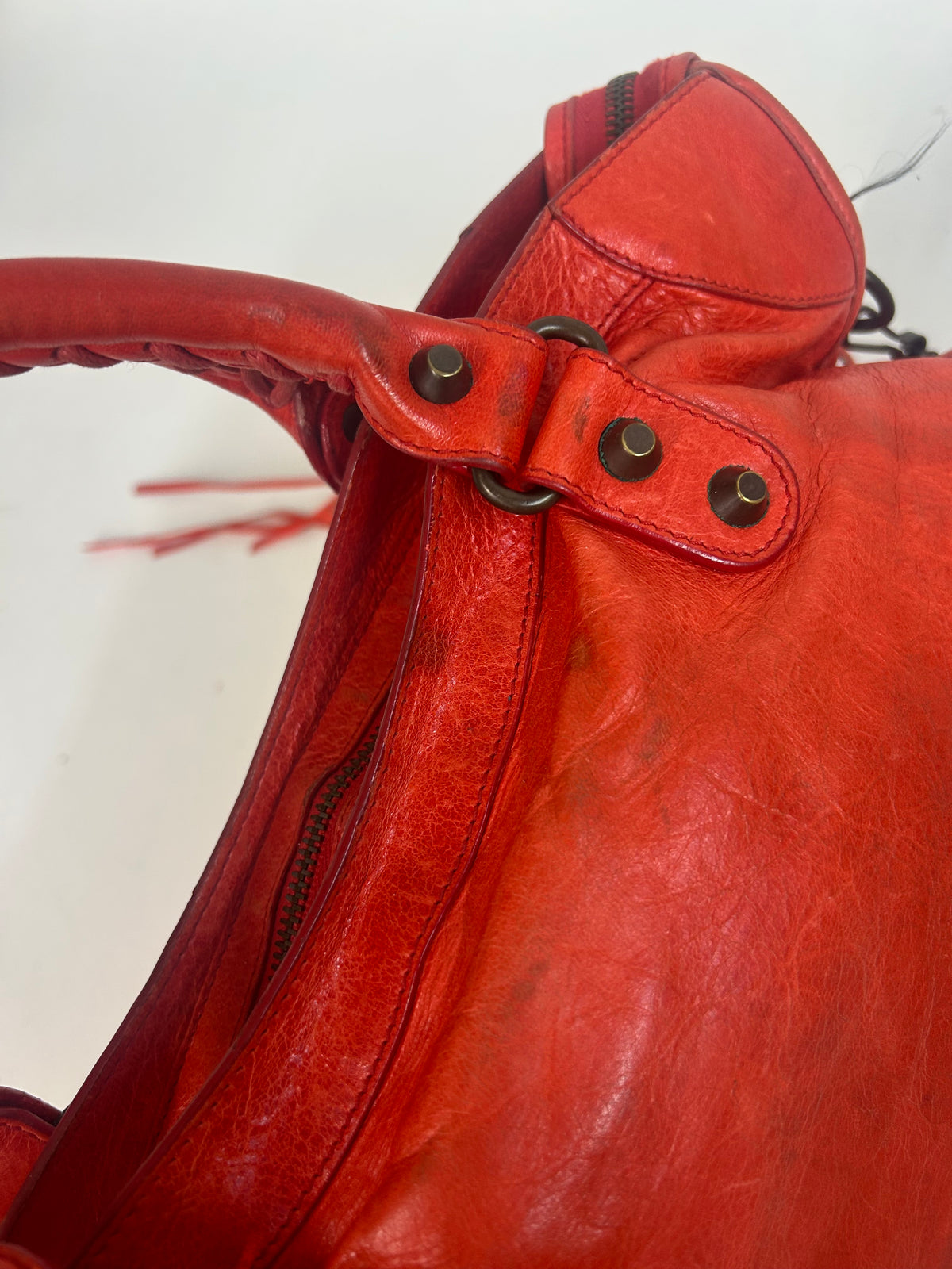 Balenciaga Fire Red City Bag w/ Bronze Hardware