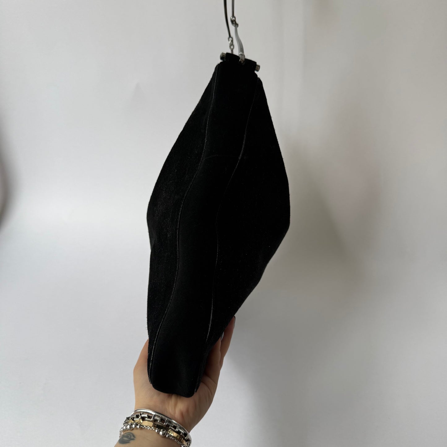 Gucci Black Suede Horsebit Shoulder Bag w/ Pouch