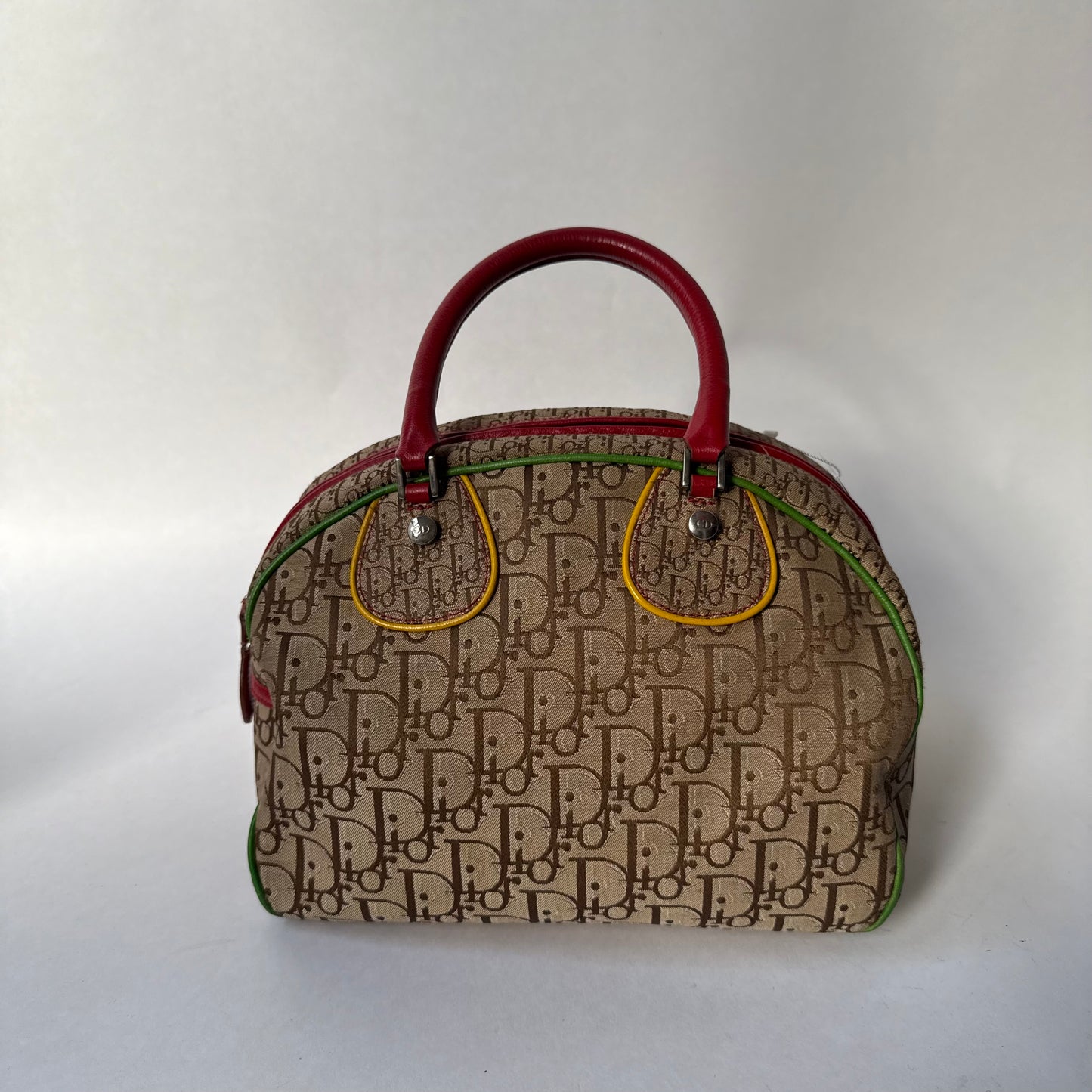 Christian Dior Brown Oblique Monogram Rasta Bowler Bag