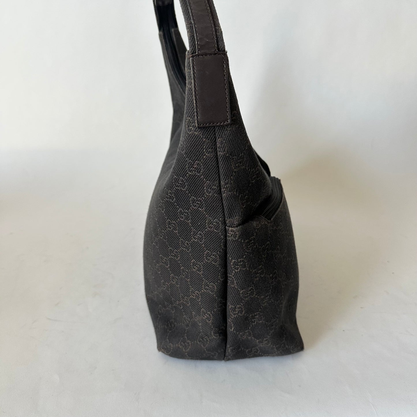 Gucci Brown Canvas Double Pocket Tote Bag