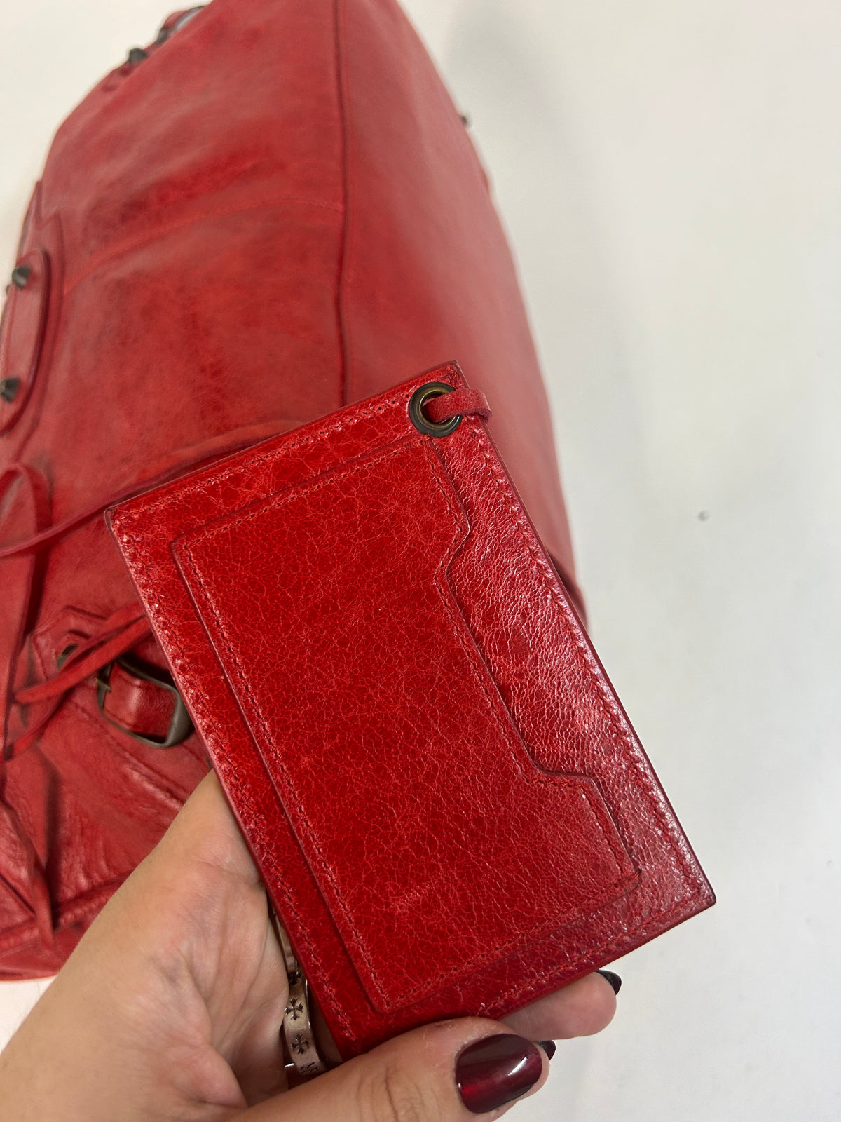 Balenciaga Red Leather Work Tote Bag w/ Bronze Hardware